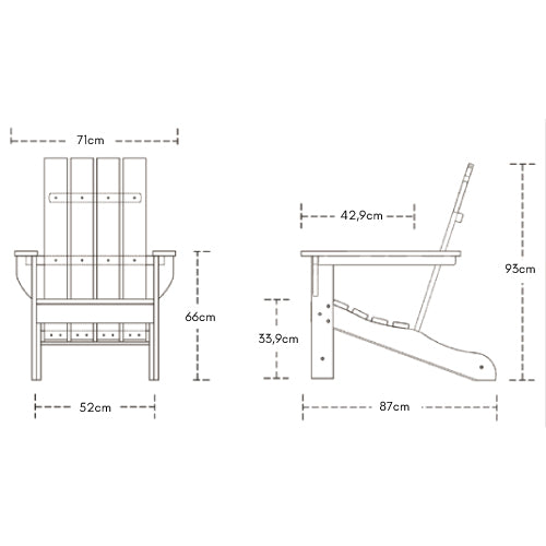 CADEIRA ADIRONDACK ORGANIC - RECTA